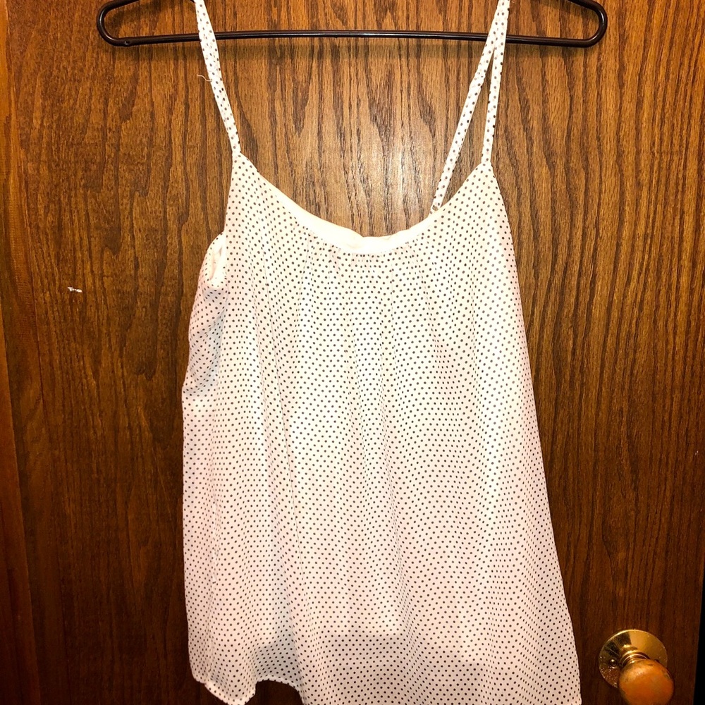 White with black polka dot tank top